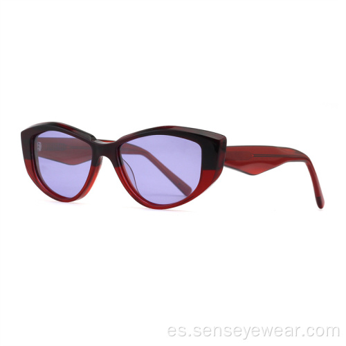 Fashion Women UV400 Bisel Acetato Gafas de sol polarizadas